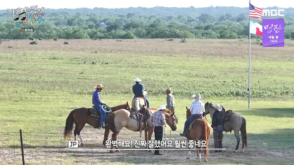 음악 일주 미국 목장에서 말타기