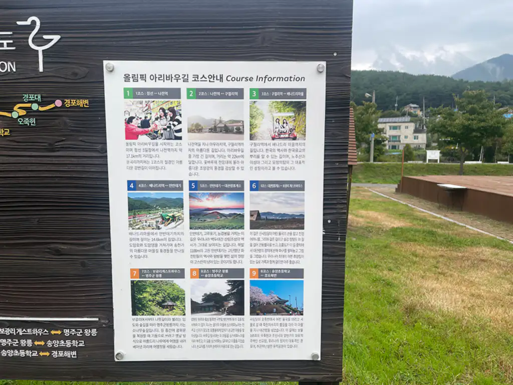 나전역 카페 올림픽 아리바우길 코스 안내도 상세