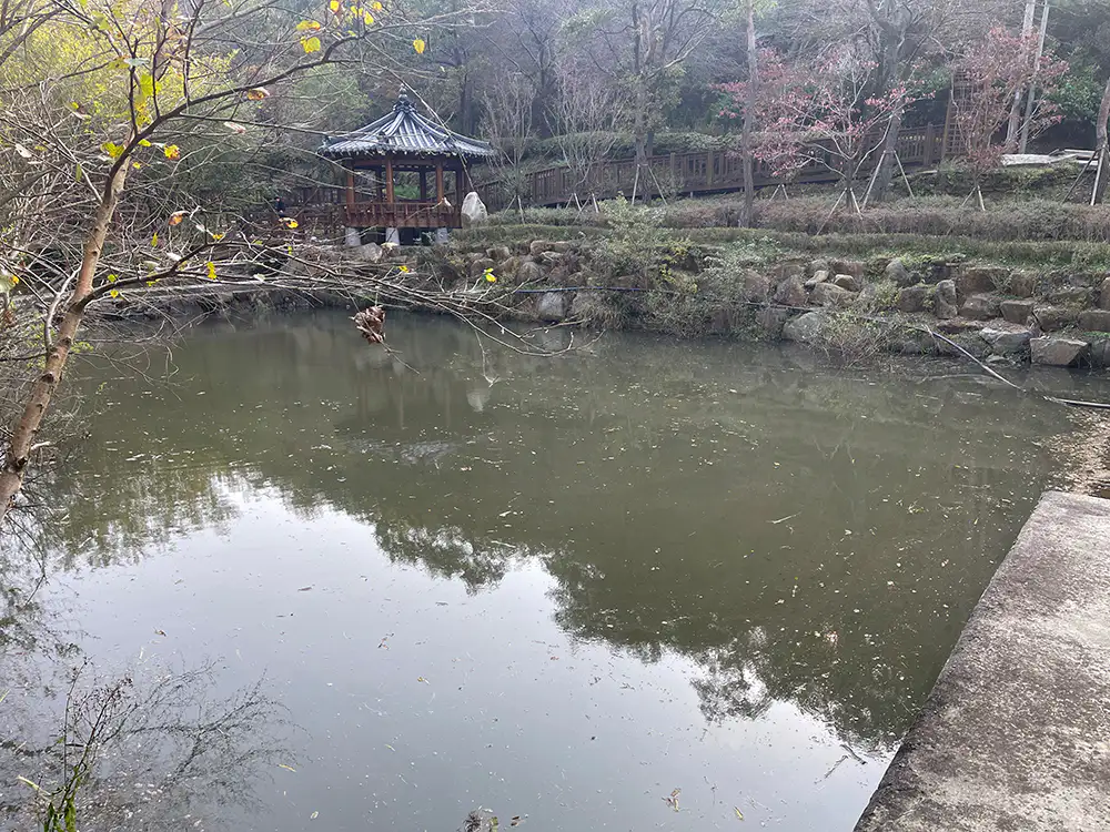 강화 석모도 수목원 정자와 호수